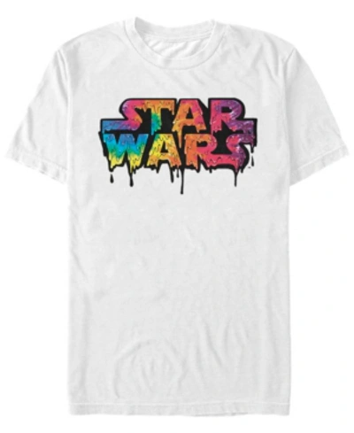 Star Wars Men's Classic Tie Die Melting Drip Logo Short Sleeve T-shirt In White