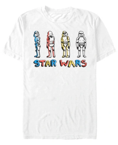Star Wars Men's Classic Crayon Drawn Stormtroopers Short Sleeve T-shirt In White