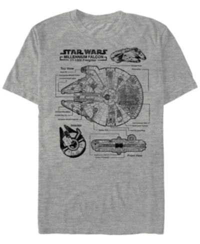 Star Wars Men's Classic Millennium Falcon Build Short Sleeve T-shirt In Gray