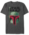 Star Wars Men's Classic Boba Fett Painted Helmet Short Sleeve T-shirt In Charcoal Heather