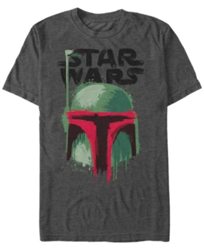 Star Wars Men's Classic Boba Fett Painted Helmet Short Sleeve T-shirt In Charcoal Heather