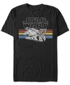 Star Wars Men's Classic Retro Stripes Millennium Falcon Short Sleeve T-shirt In Black