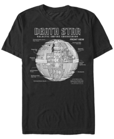 Star Wars Men's Classic Death Star Galactic Engineering Short Sleeve T-shirt In Black