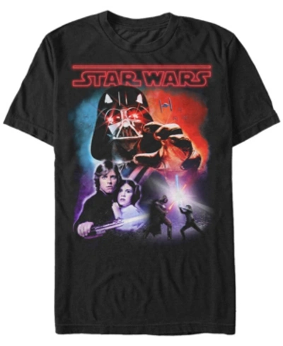 Star Wars Men's Classic Luke And Darth Vader Lightsaber Battle Short Sleeve T-shirt In Black