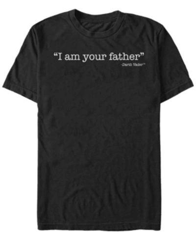 Star Wars Men's Classic I Am Your Father Darth Vader Quote Short Sleeve T-shirt In Black