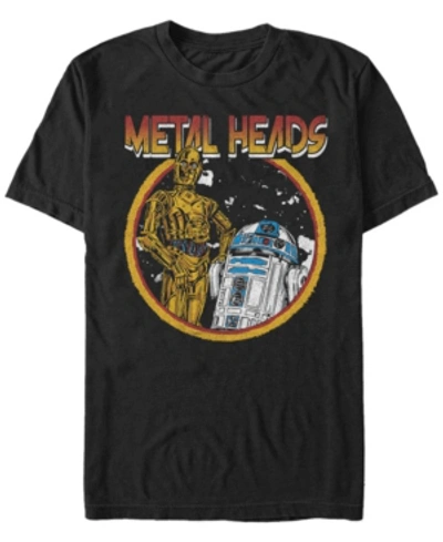 Star Wars Men's Classic R2-d2 And C-3po Metal Heads Short Sleeve T-shirt In Black
