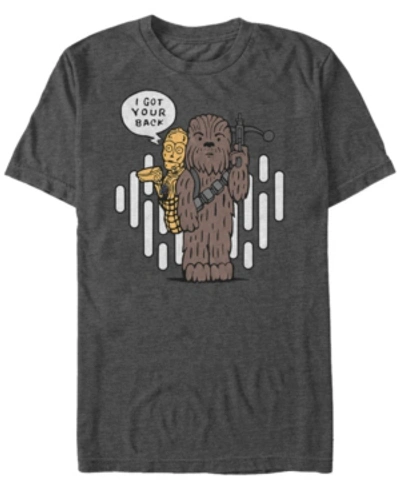 Star Wars Men's Classic Cute Chewie And C-3po Cartoon Short Sleeve T-shirt In Charcoal Heather