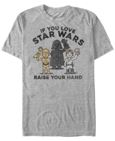 Star Wars Men's Classic Raise Your Hand Short Sleeve T-shirt In Gray