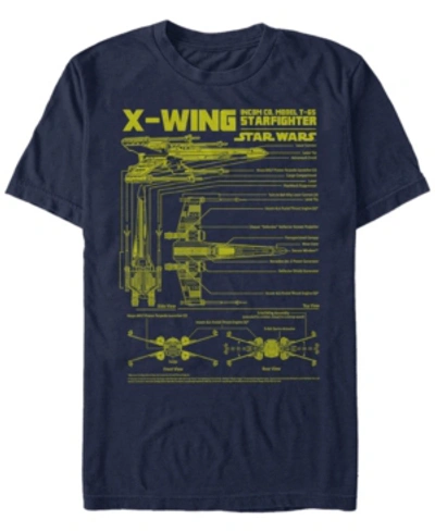 Star Wars Men's X-wing Starfighter Model Short Sleeve T-shirt In Navy