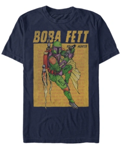 Star Wars Men's Classic Boba Fett Bounty Hunter Jet Pack Short Sleeve T-shirt In Navy