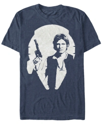 Star Wars Men's Classic Han Solo Millennium Falcon Silhouette Short Sleeve T-shirt In Navy Heather