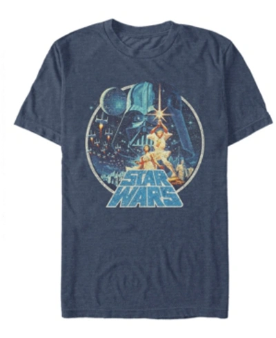 Star Wars Men's Classic Retro Circle Movie Poster Short Sleeve T-shirt In Navy Heather