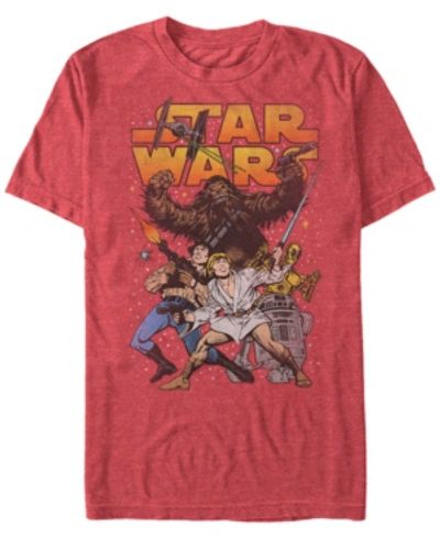 Star Wars Men's Classic Cartoon Good Guys Short Sleeve T-shirt In Red Heather