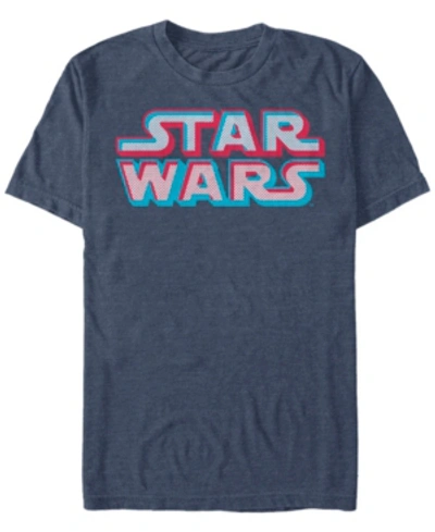 Star Wars Men's Classic 3d Dot Title Logo Short Sleeve T-shirt In Navy Heather