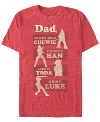 Star Wars Men's Dad Is Like Chewie Han Yoda And Luke Short Sleeve T-shirt In Red Heather