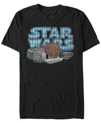 Star Wars Men's Classic Cute Chewbacca Hair In The Wind Short Sleeve T-shirt In Black