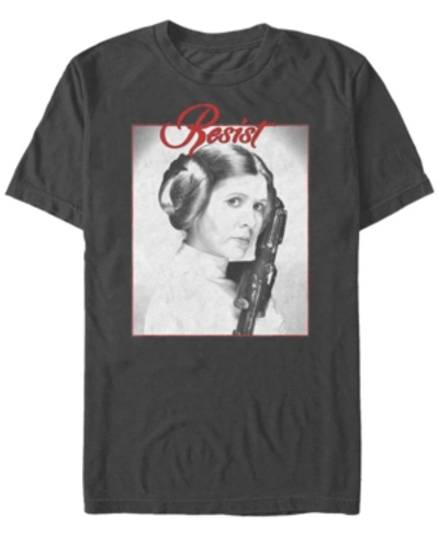 Star Wars Men's Classic Princess Leia Resist Portrait Short Sleeve T-shirt In Charcoal