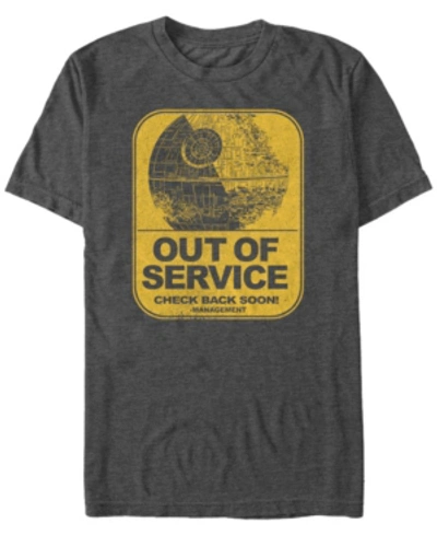 Star Wars Men's Classic Death Star Out Of Service Short Sleeve T-shirt In Charcoal Heather