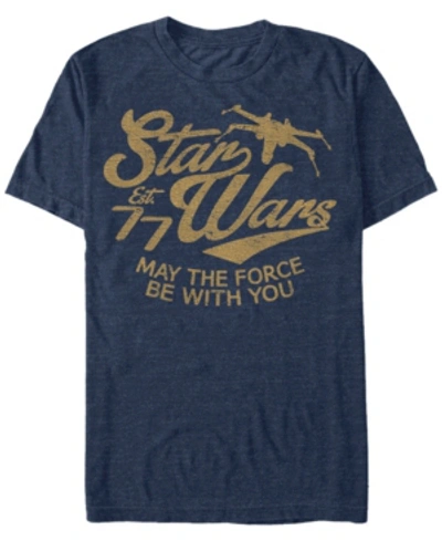 Star Wars Men's Classic May The Force Be With You Text Short Sleeve T-shirt In Navy Heather