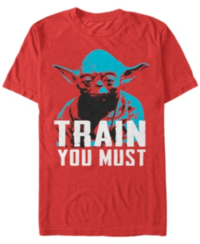 Star Wars Men's Classic Yoda Train You Must Short Sleeve T-shirt In Red