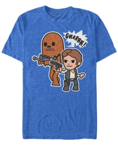 Star Wars Men's Classic Cute Han Solo And Chewbacca Short Sleeve T-shirt In Royal