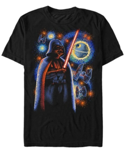 Star Wars Men's Classic Darth Vader Starry Night Short Sleeve T-shirt In Black