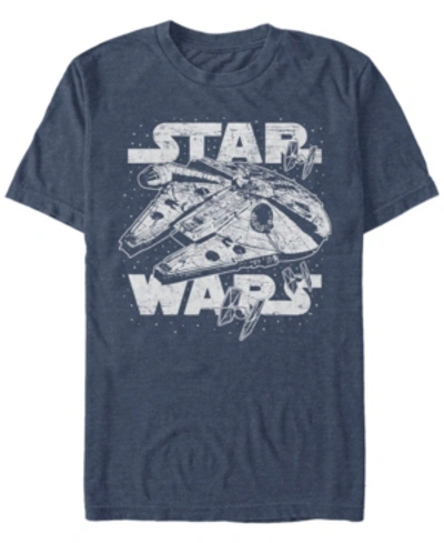 Star Wars Men's Classic Millennium Falcon Starry Short Sleeve T-shirt In Navy Heather