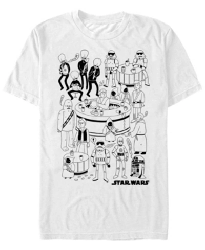 Star Wars Men's Classic Cantina Cartoon Short Sleeve T-shirt In White