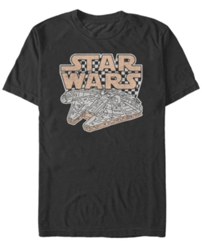 Star Wars Men's Classic Retro Checkered Millennium Falcon Short Sleeve T-shirt In Black