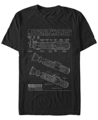 Star Wars Men's Classic Lightsaber Schematics Short Sleeve T-shirt In Black
