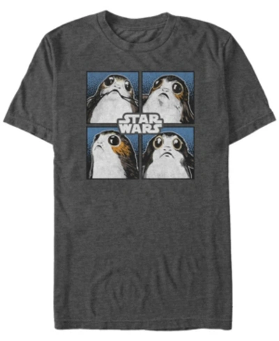 Star Wars Men's Four Square Porgs Short Sleeve T-shirt In Charcoal