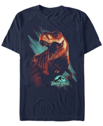 Jurassic World Men's T. Rex Computer Screen Short Sleeve T-shirt In Navy