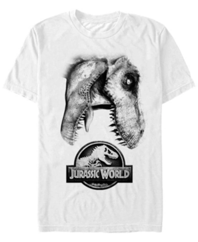 Jurassic World Men's Neon Tropical Dinosaurs Short Sleeve T-shirt In White