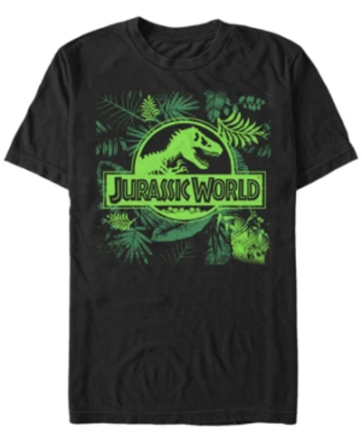 Jurassic World Men's Fern Leaf Logo Short Sleeve T-shirt In Black