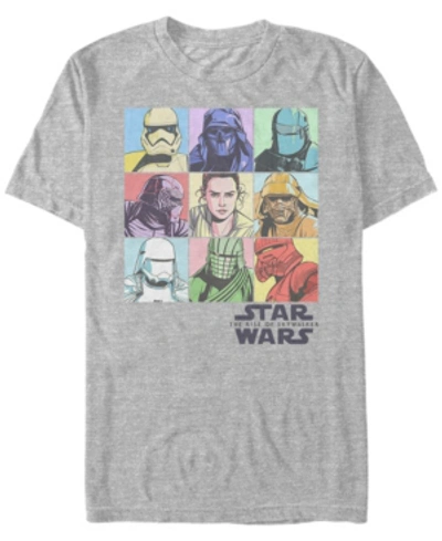 Star Wars Men's Rise Of Skywalker Rainbow Pastel Character Box Up T-shirt In Athletic Heather