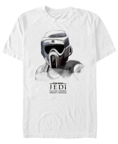 Star Wars Men's Jedi Fallen Order Scout Trooper Mask Sketch T-shirt In White