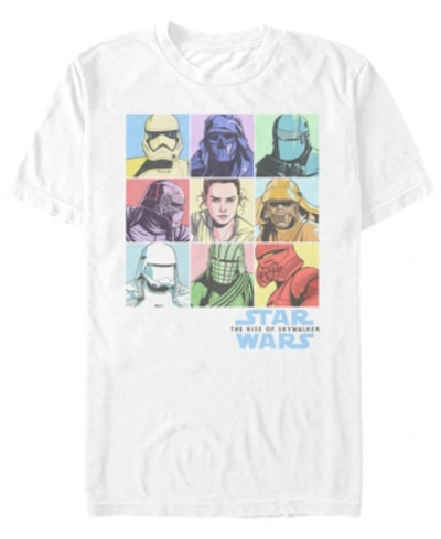 Star Wars Men's Rise Of Skywalker Rainbow Pastel Character Box Up T-shirt In White