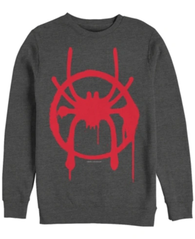 Marvel Men's Spider-man Into The Spider-verse Miles Morales Chest Logo, Crewneck Fleece In Charcoal H