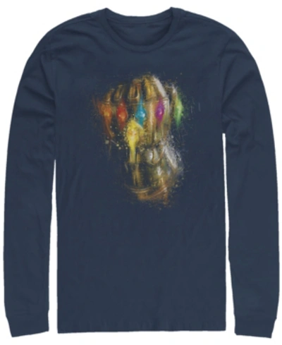 Marvel Men's Avengers Endgame Thanos Gauntlet Fist, Long Sleeve T-shirt In Navy
