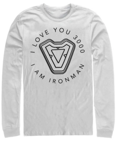 Marvel Men's Avengers Endgame Iron Man I Love You 3000, Long Sleeve T-shirt In White