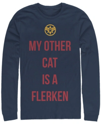 Marvel Men's Captain  My Cat Is A Flerken, Long Sleeve T-shirt In Navy
