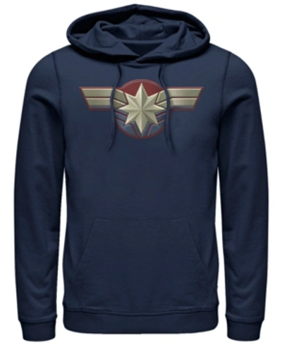 Marvel Men's Captain  Chest Logo Costume, Pullover Hoodie In Navy