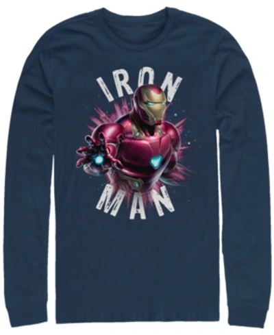 Marvel Men's Avengers Endgame Iron Man Particle Burst, Long Sleeve T-shirt In Navy