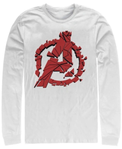 Marvel Men's Avengers Endgame Shattered Logo, Long Sleeve T-shirt In White