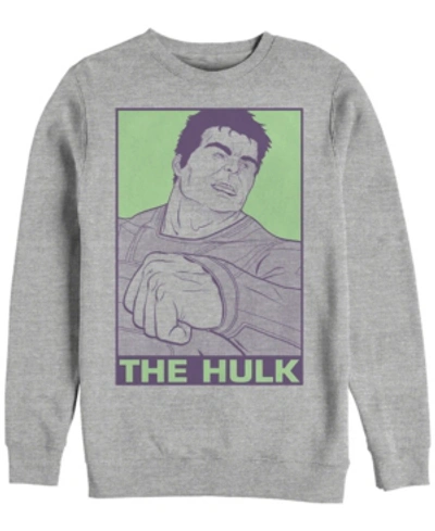 Marvel Men's Avengers Endgame Hulk Pop Art Poster, Crewneck Fleece In Athletic H