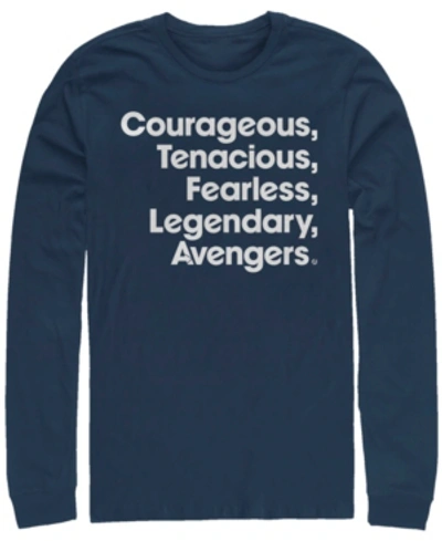 Marvel Men's Avengers Endgame Courageous Tenacious Fearless Legendary, Long Sleeve T-shirt In Navy