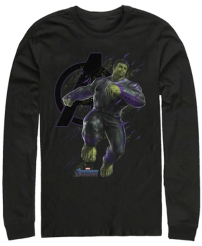 Marvel Men's Avengers Endgame Hulk Galaxy Jump, Long Sleeve T-shirt In Black