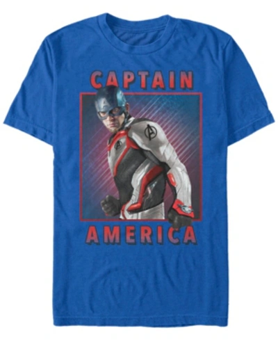 Marvel Men's Avengers Endgame Captain America Portrait, Short Sleeve T-shirt In Royal