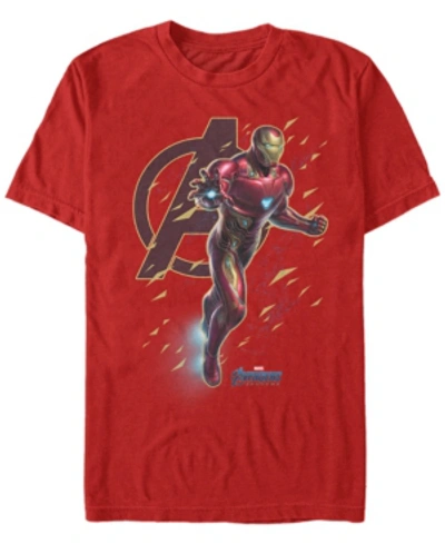 Marvel Men's Avengers Endgame Iron Man Geometric Particles, Short Sleeve T-shirt In Red