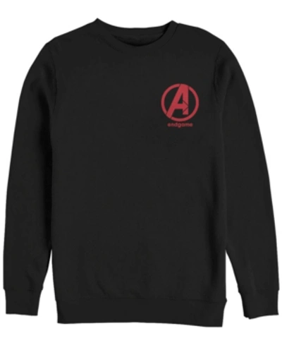 Marvel Men's Avengers Endgame Left Chest Logo, Crewneck Fleece In Black